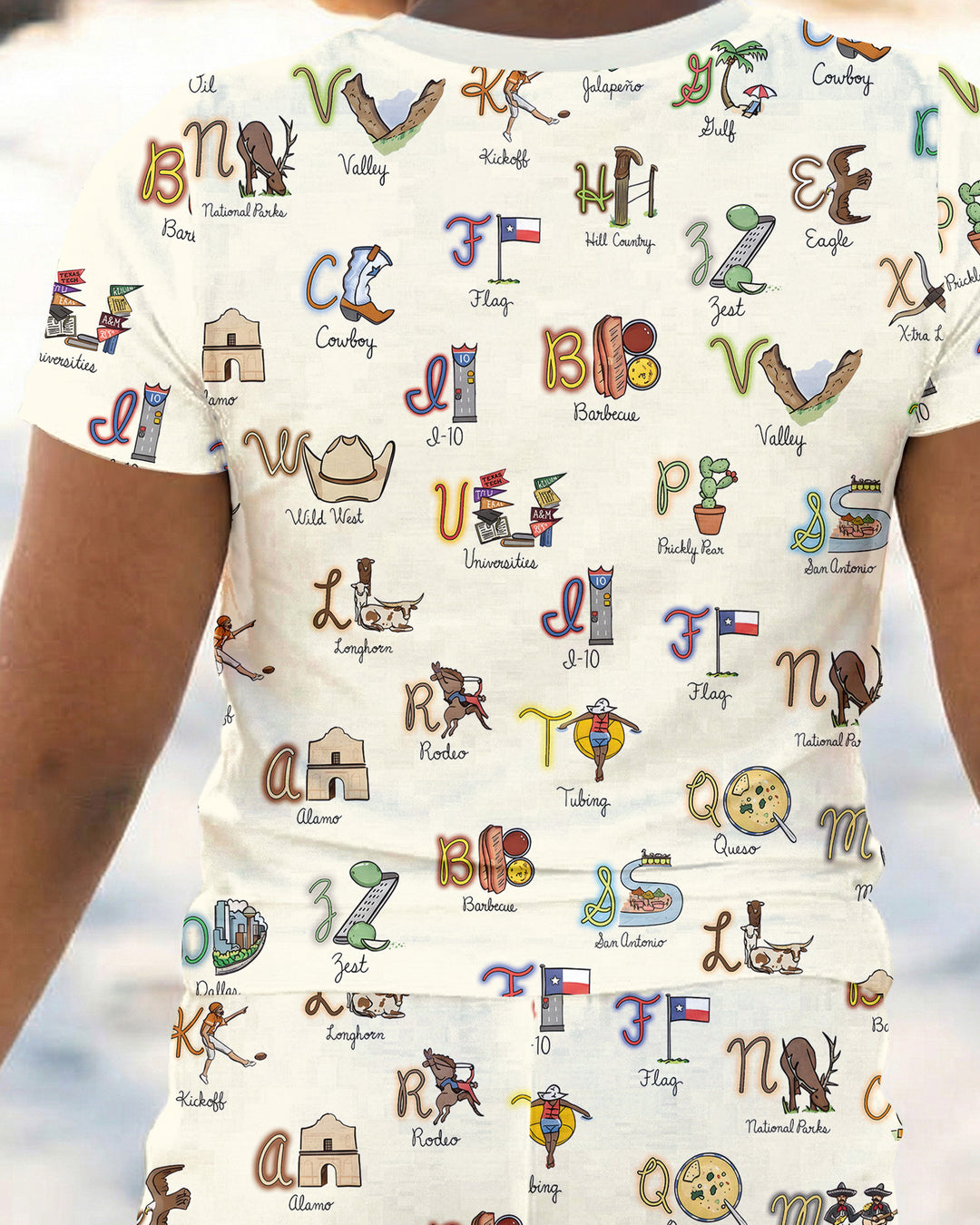 Texas Alphabet Bamboo Two Piece Short Sleeve Pajama Set