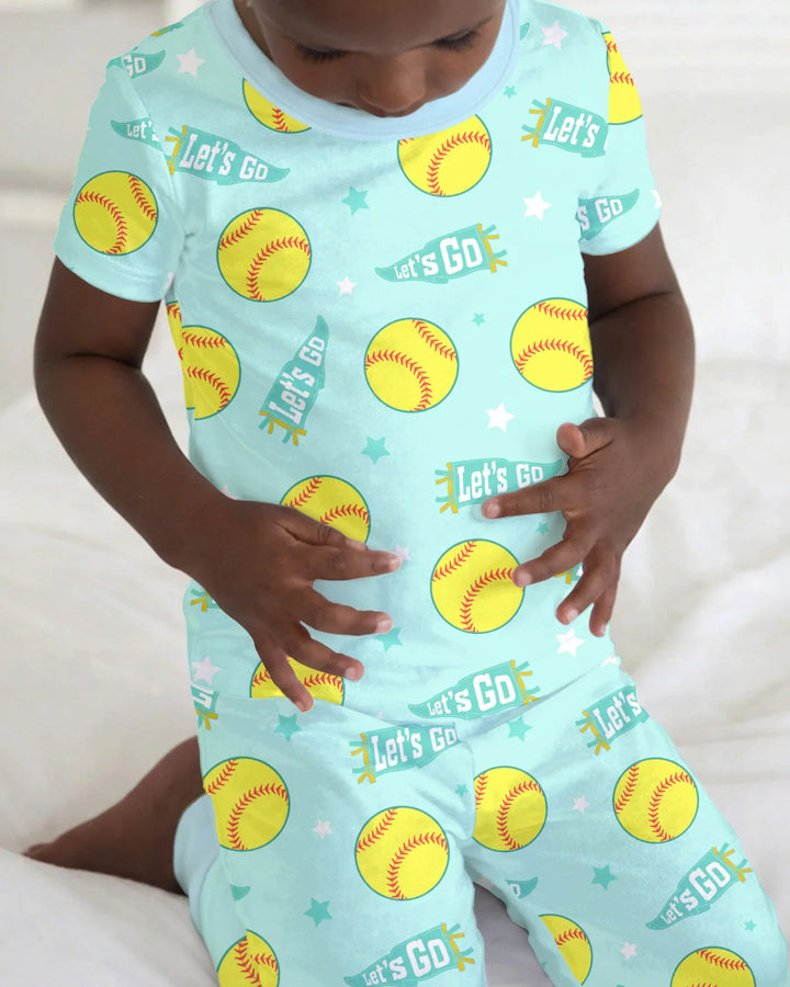 Softball Lovers Bamboo Two Piece Short Sleeve Pajama Set