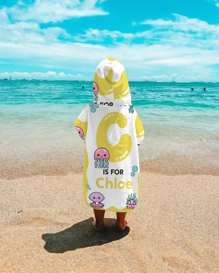 Personalised Ocean Theme Oversized Bamboo Swim Poncho
