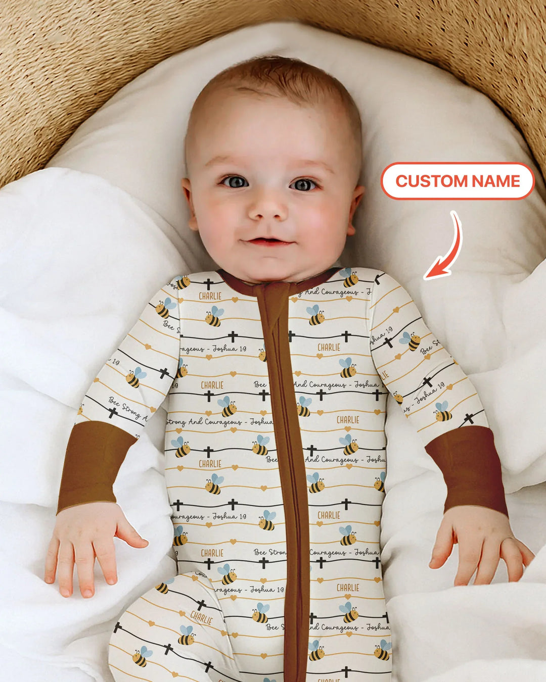 Bee Strong And Courageous Custom Name Bamboo Convertible Zippy