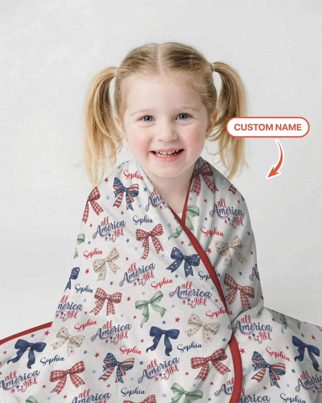 Custom Name All American Girl Bamboo Blanket