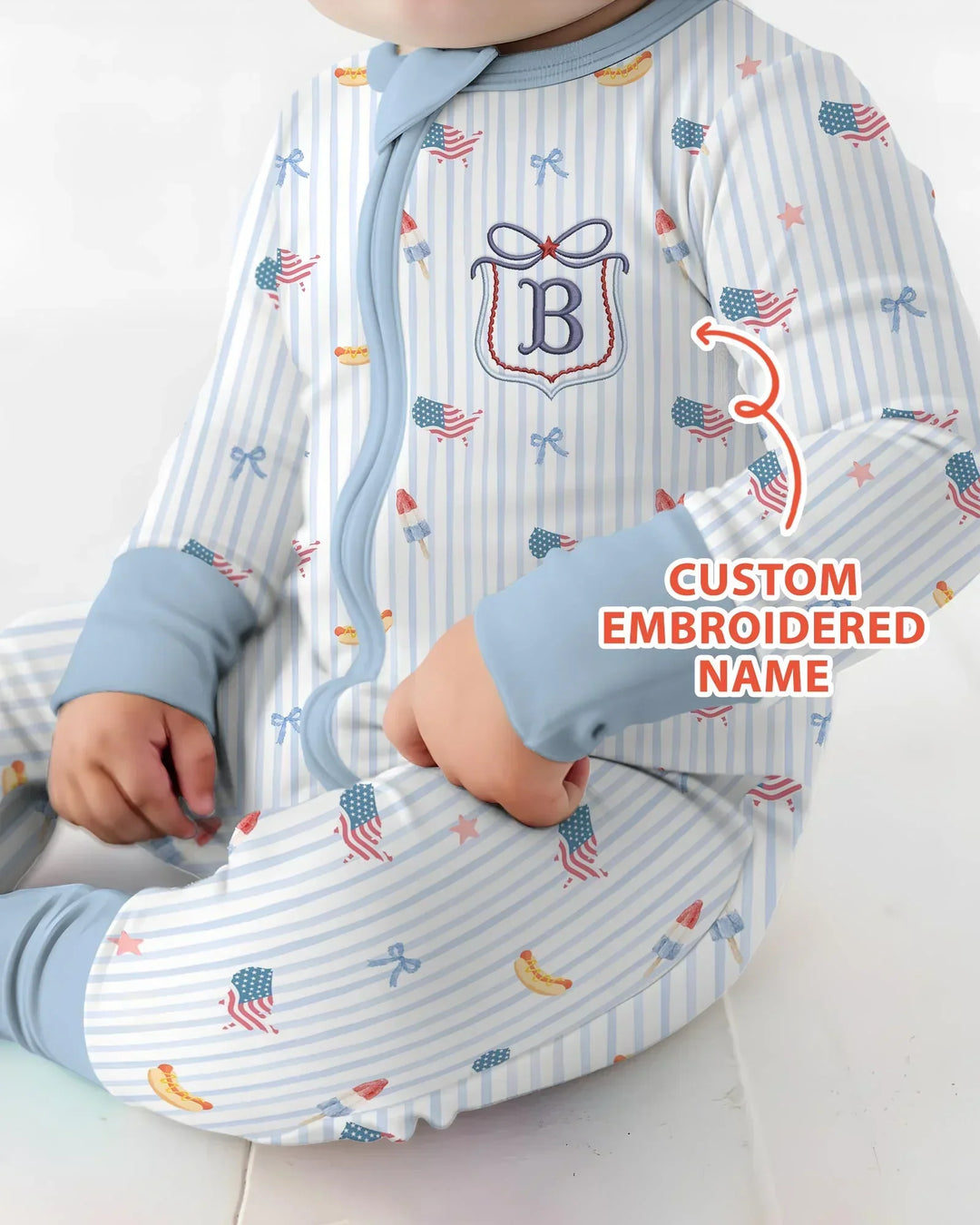Personalized 4th Of July Embroidered Bamboo Convertible Zippy