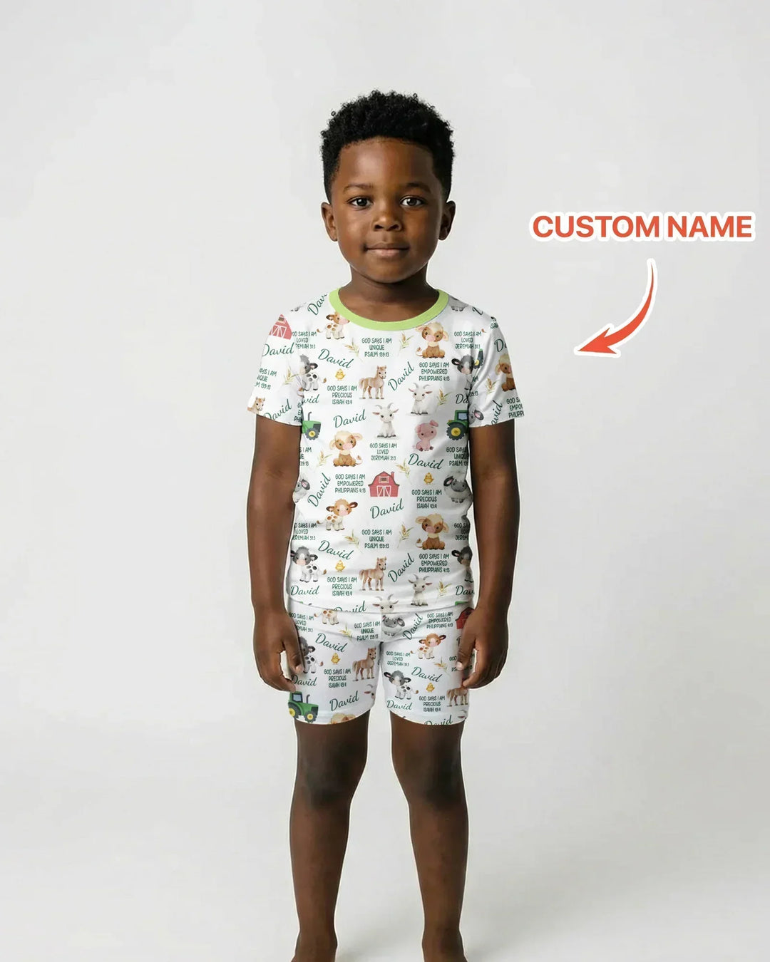 Custom Name God Says I Am Farm Animals Bamboo Two Piece Short Sleeve Shorts Pajama Set