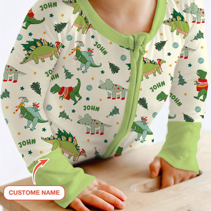Custom Name Dinosaurs Christmas Tree Bamboo Convertible Zippy