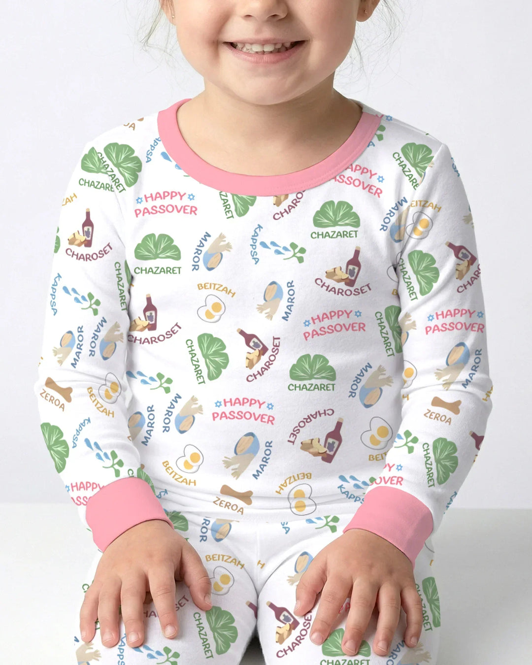Happy Passover Matching Family Bamboo Two Piece Long Sleeve Pajama Set