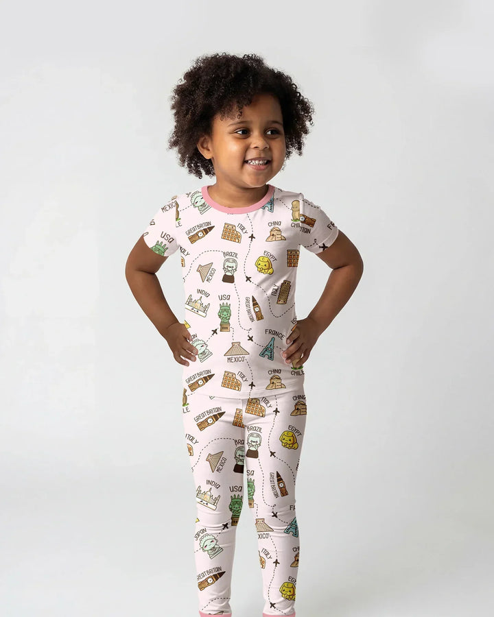 Kawaii World Tour Bamboo Two Piece Short Sleeve Pajama Set