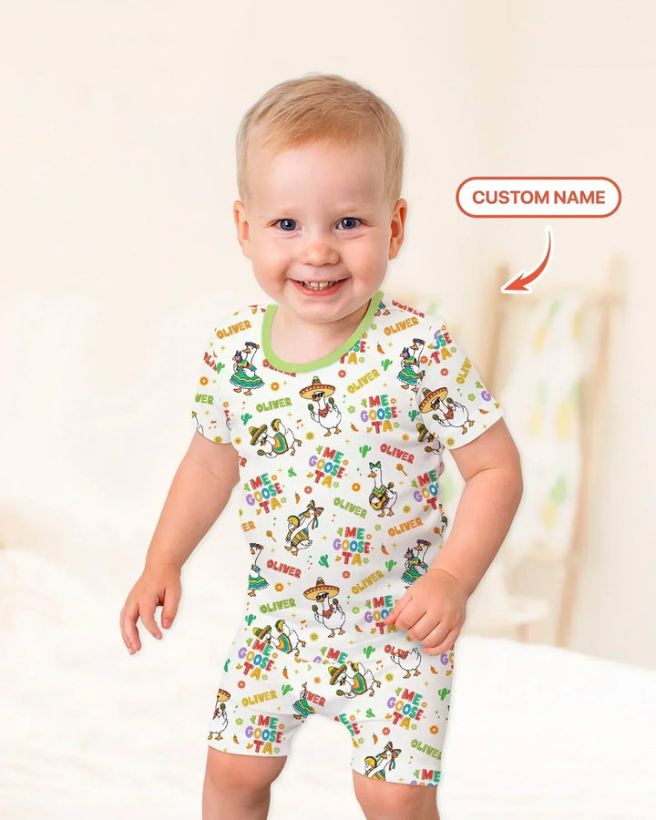 Custom name Me Goose-ta Bamboo Two Piece Short Sleeve Shorts Pajama Set