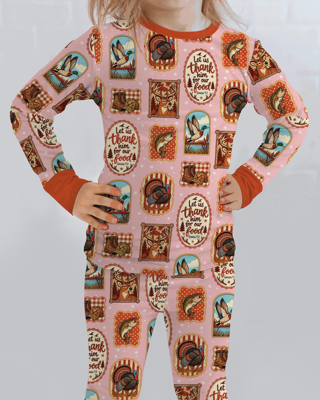 Hunting Let Us Thank Him For Our Food Bamboo Two Piece Long Sleeve Pajama Set