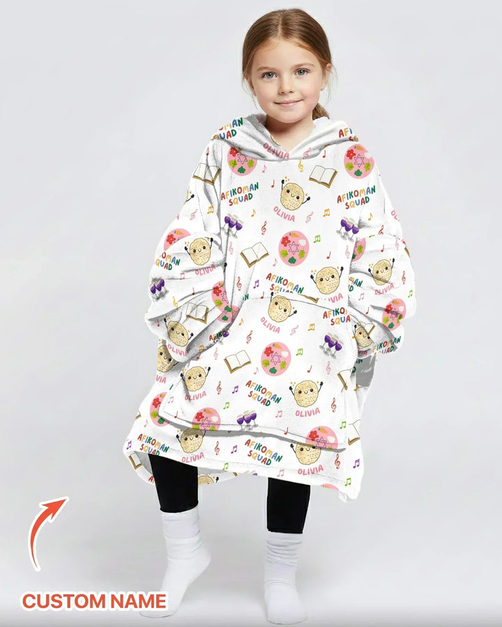 Custom Name Passover Afikoman Squad Bamboo Blanket Hoodie