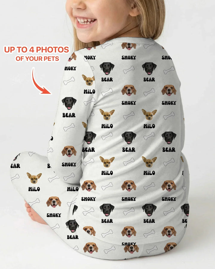 Custom Name and Pet Photos Bamboo Two Piece Long Sleeve Pajama Set