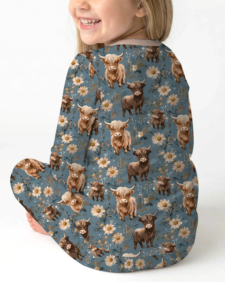 Majestic Highland Cows Family Matching Bamboo Two Piece Long Sleeve Pajama Set