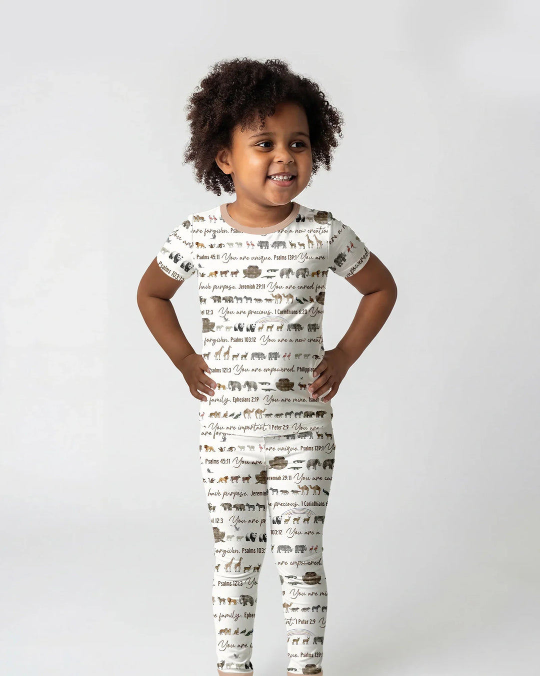 Biblical Noah's Ark Bamboo Two Piece Short Sleeve Pajama Set