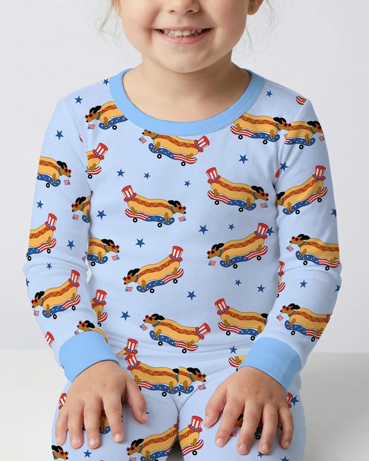 American Hot Dog Bamboo Two Piece Long Sleeve Pajama Set