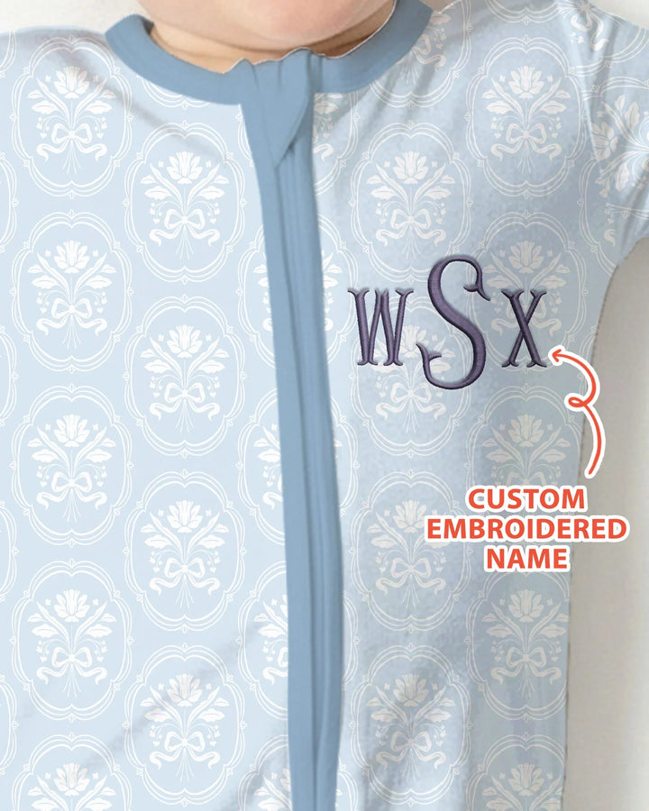 Personalized Floral Embroidered Baby Bamboo Convertible Zippy