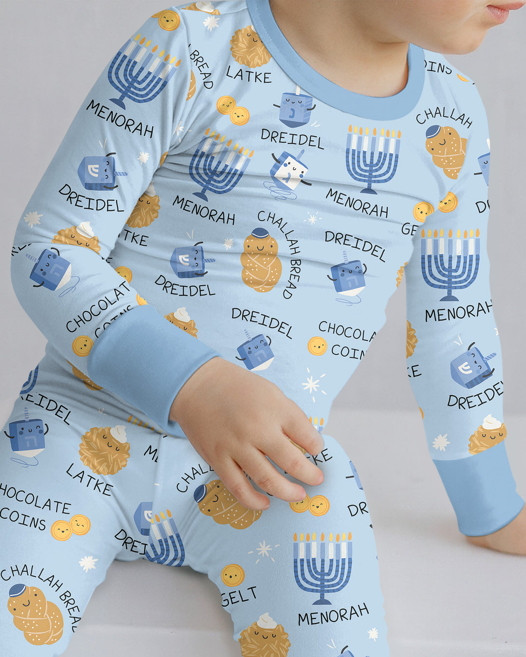 Family Hanukkah Matching Bamboo Two Piece Long Sleeve Pajama Set