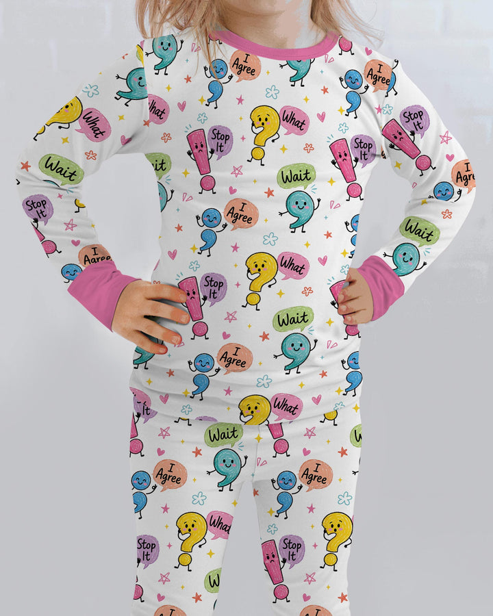 Punctuation Emotion Two Piece Long Sleeve Pajama Set