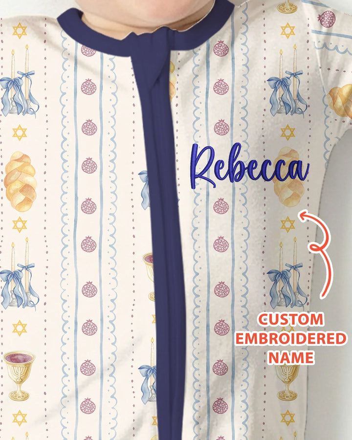 Custom Embroidered Name Shabbat Matching With Mom Bamboo Convertible Zippy
