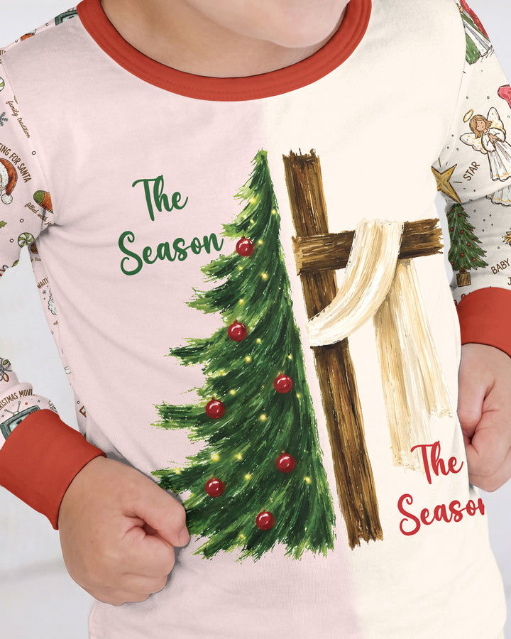 Jesus Is The Reason For The Season Family Matching Bamboo Two Piece Long Sleeve Pajama Set