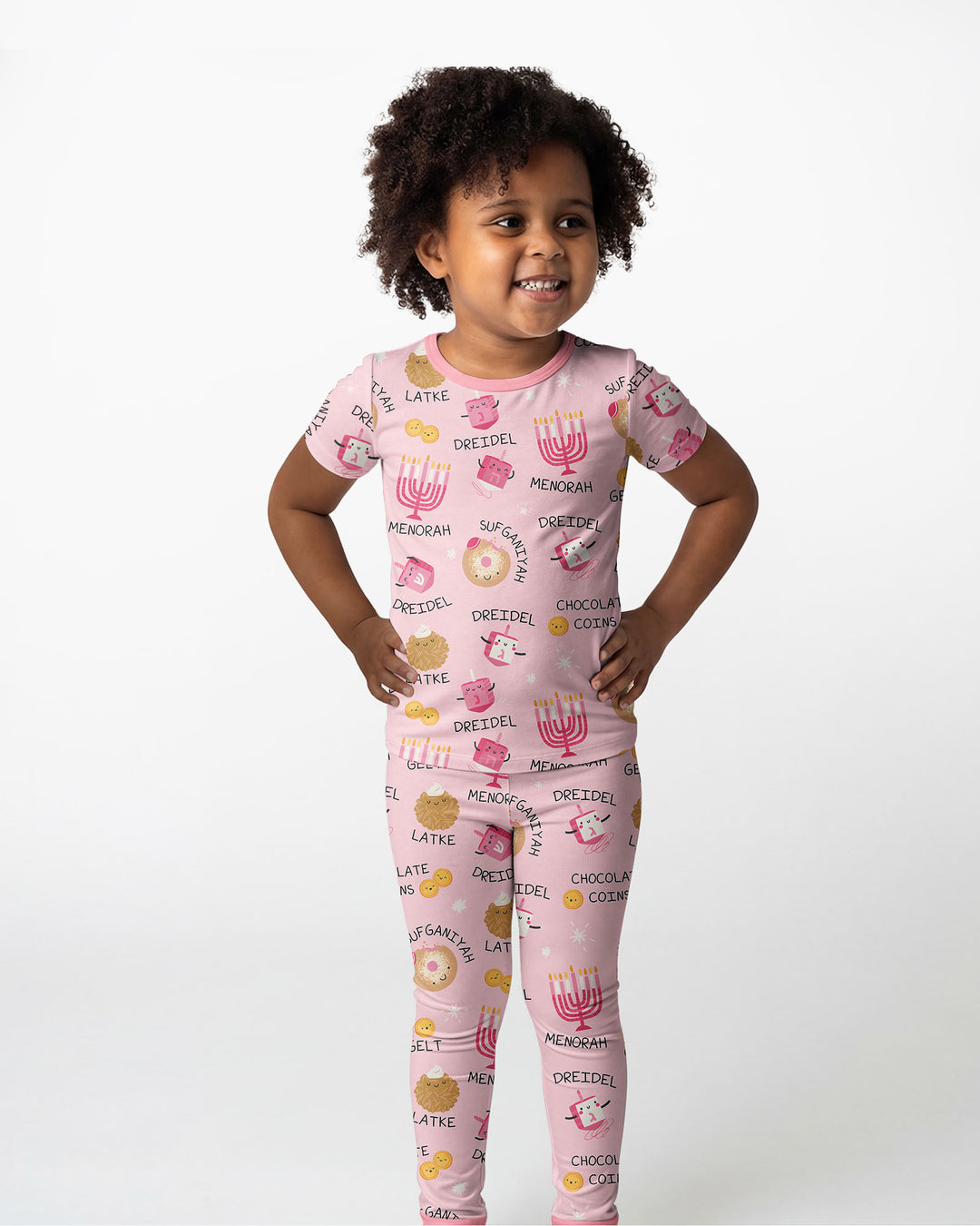 Family Hanukkah Matching Bamboo Two Piece Short Sleeve Pajama Set