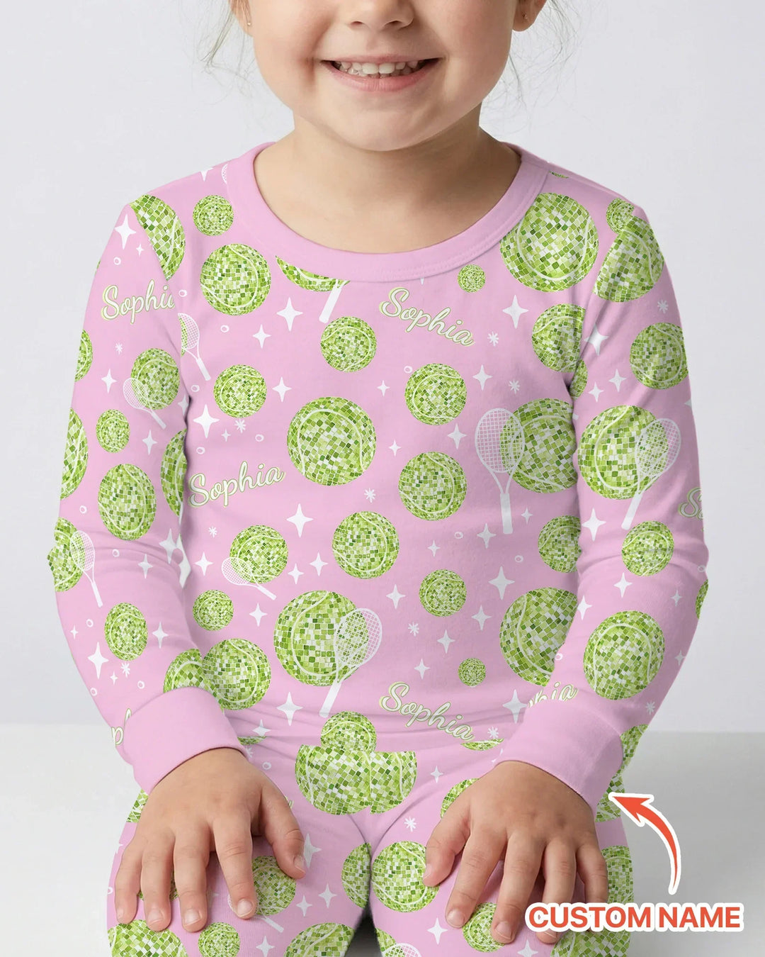 Tennis Disco Girl Party Matching Bamboo Two Piece Long Sleeve Pajama Set