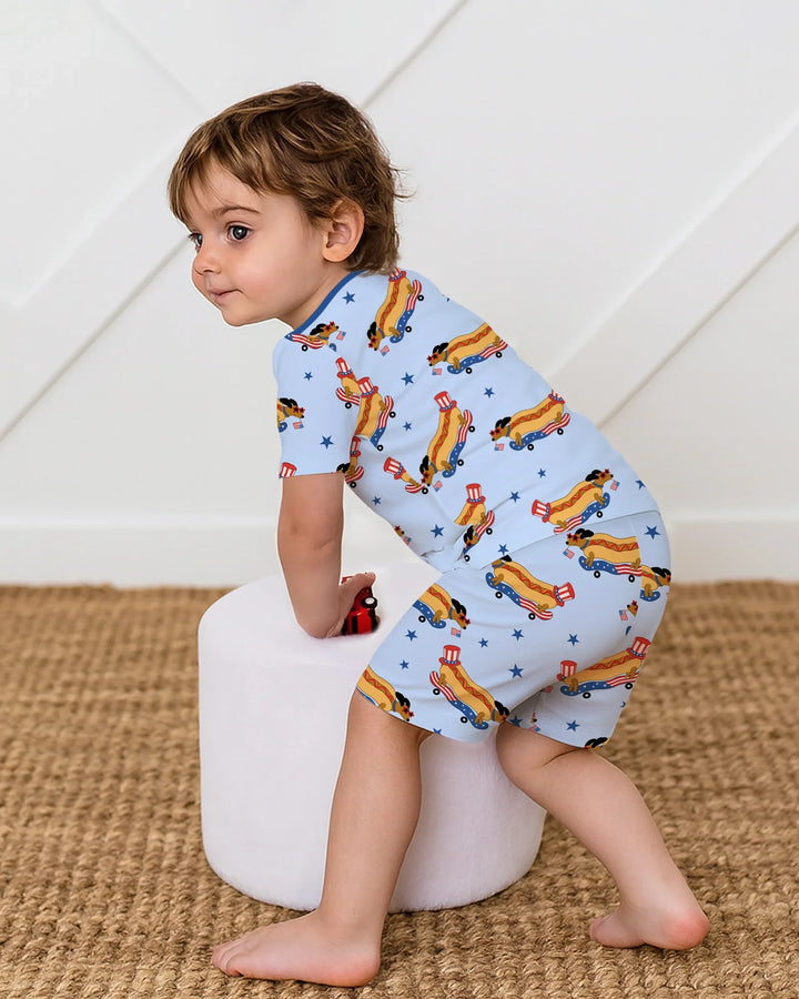 American Hot Dog Bamboo Two Piece Short Sleeve Shorts Pajama Set