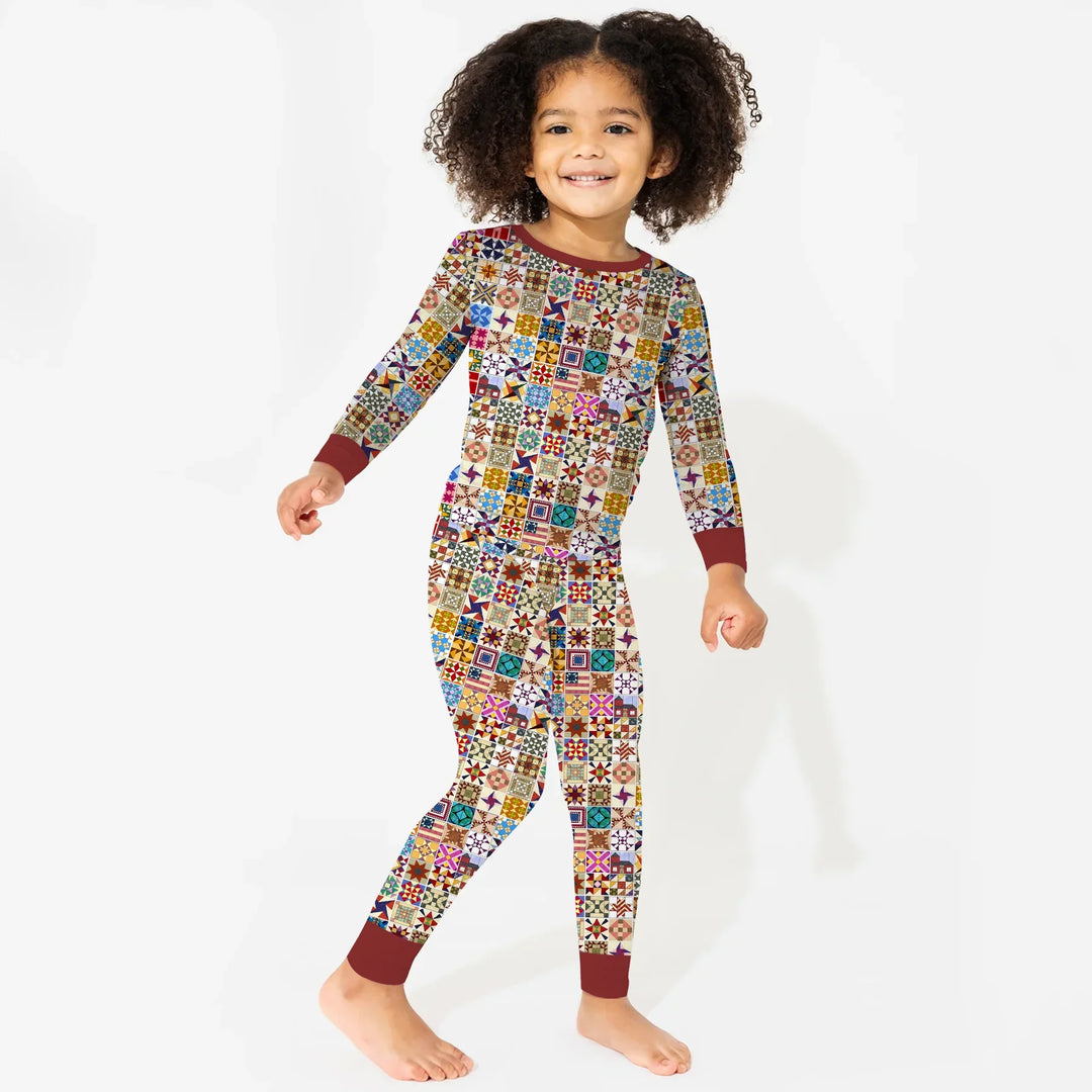 Heritage Quilt Bamboo Two Piece Long Sleeve Pajama Set