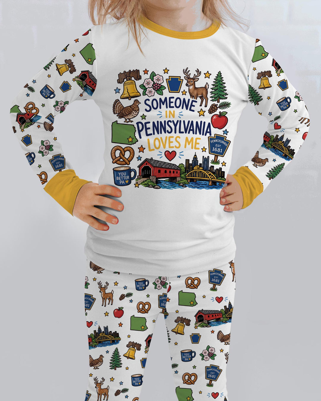 Someone in Pennsylvania Loves Me Bamboo Two Piece Long Sleeve Pajama Set