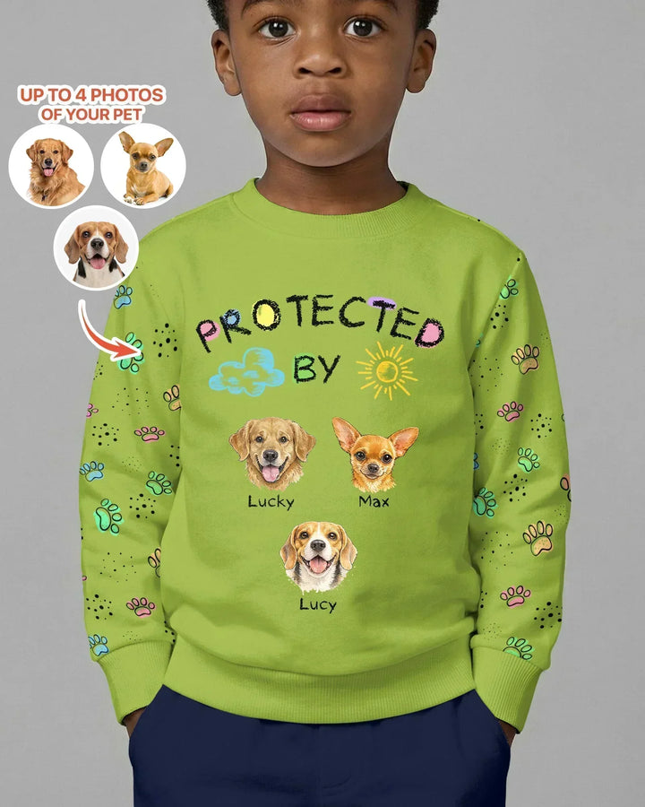 Custom Photo Crayon "Protected By" Bamboo Crewneck Sweatshirt
