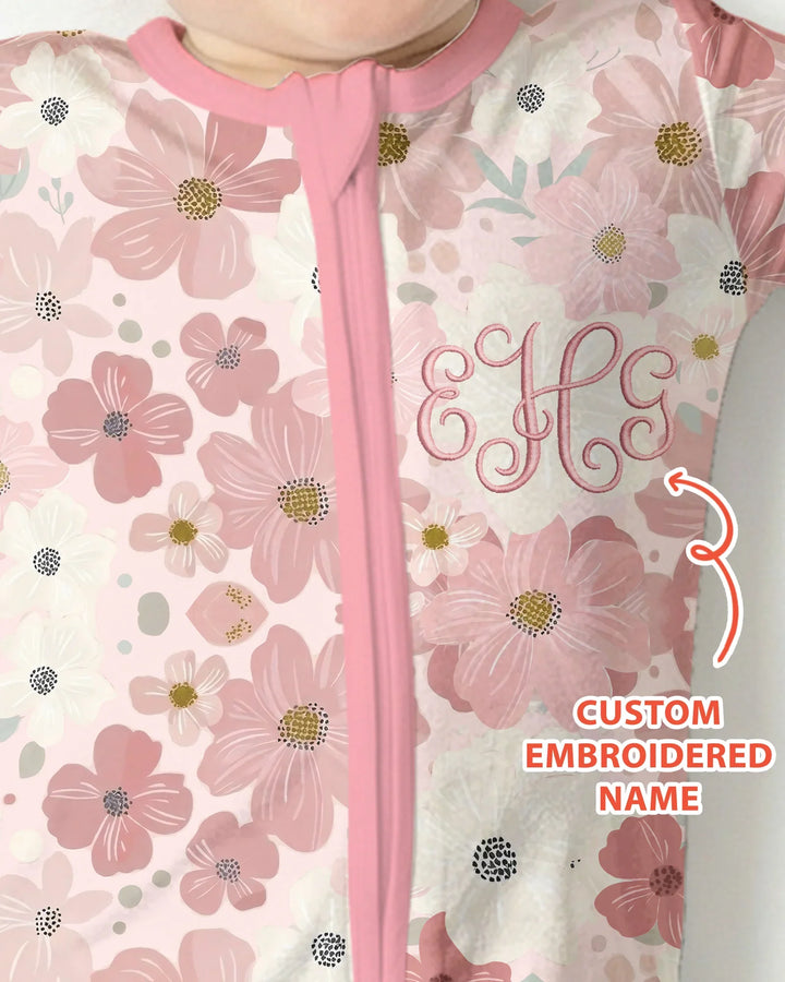 Custom Embroidered Name Floral Bamboo Convertible Zippy