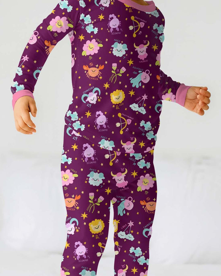Zodiac Signs Bamboo Two Piece Long Sleeve Pajama Set