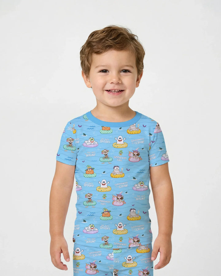 Summerween Cartoon Bamboo Two Piece Short Sleeve Pajama Set