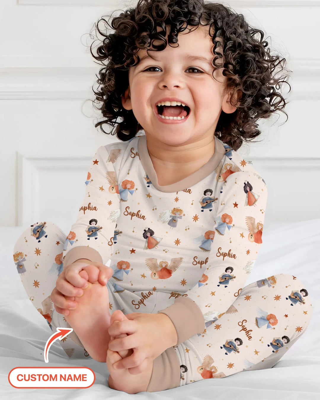 Guardian Angels Custom Name Bamboo Two Piece Long Sleeve Pajama Set