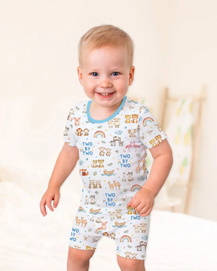 Two By Two Bamboo Two Piece Short Sleeve Shorts Pajama Set