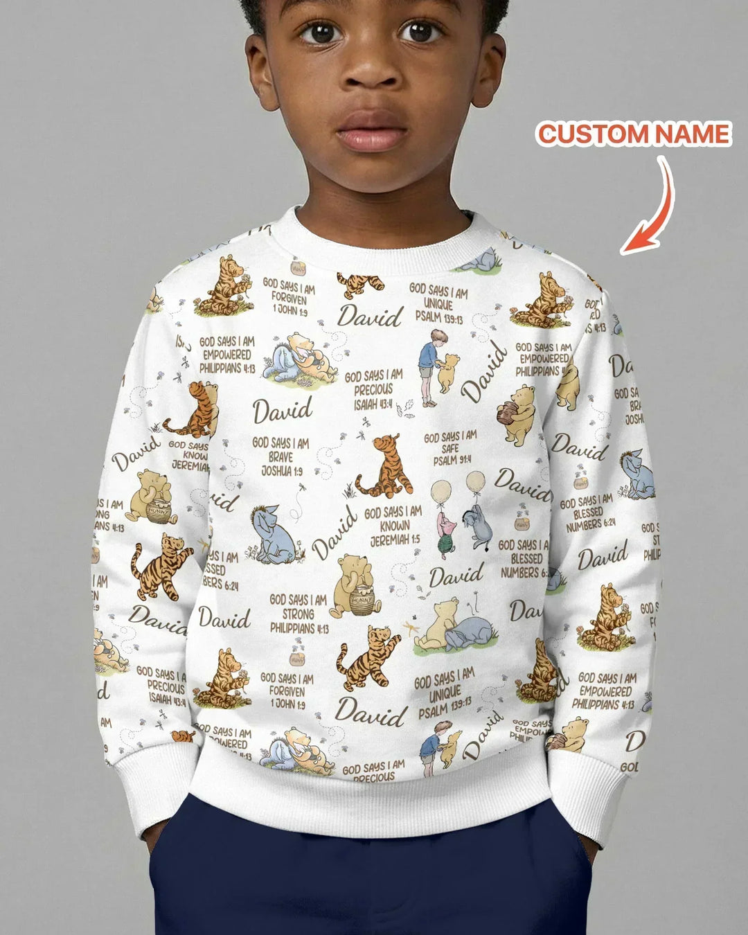 Custom Name God Says I Am Classic Bear Bamboo Crewneck Sweatshirt