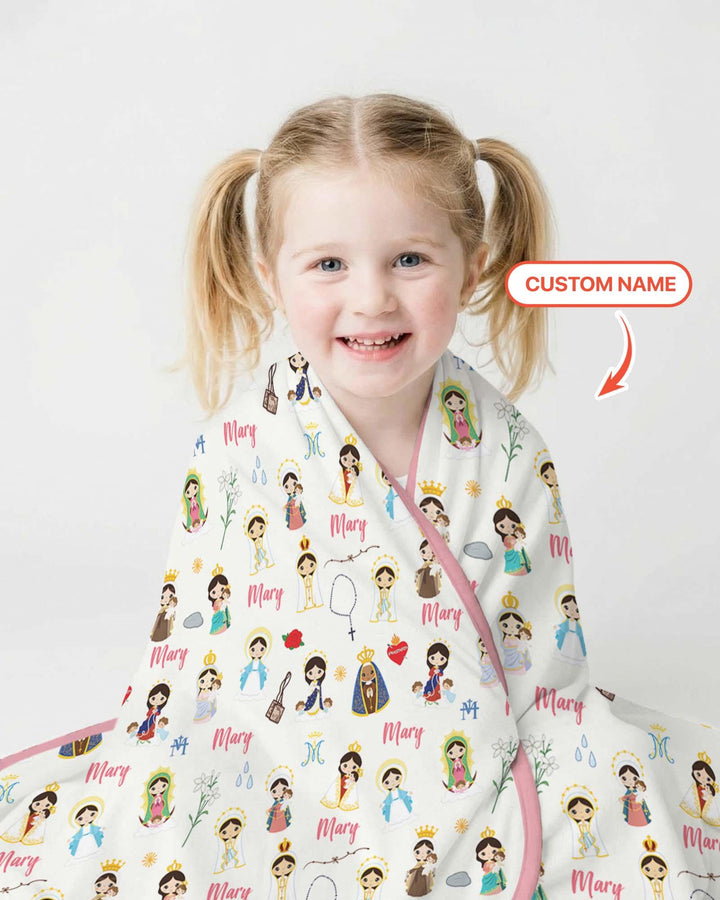 Custom Name Mother Mary Bamboo Blanket
