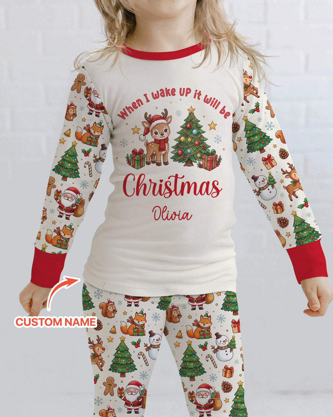 Custom Name When I Wake Up It's Will Be Christmas Bamboo Two Piece Long Sleeve Pajama Set