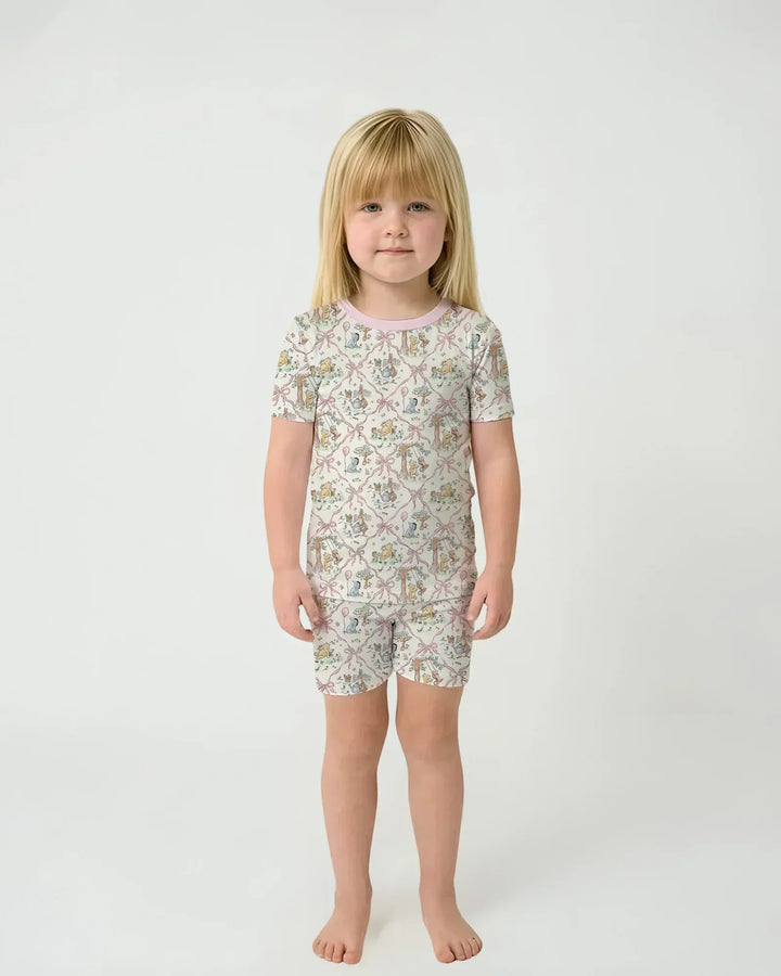 Spring Meadow Friends Bamboo Two Piece Short Sleeve Shorts Pajama Set