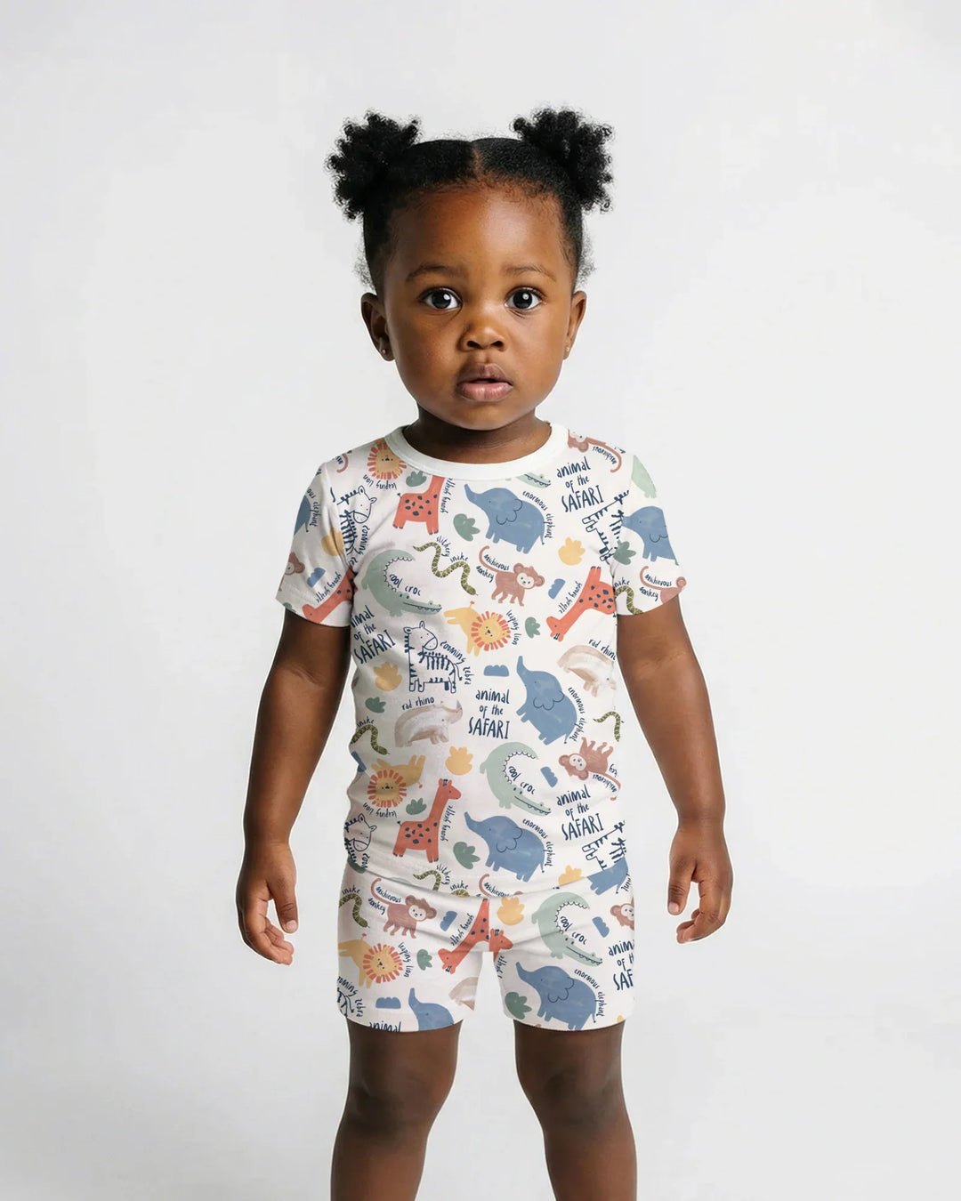 Funny African Animals Bamboo Two Piece Short Sleeve Shorts Pajama Set