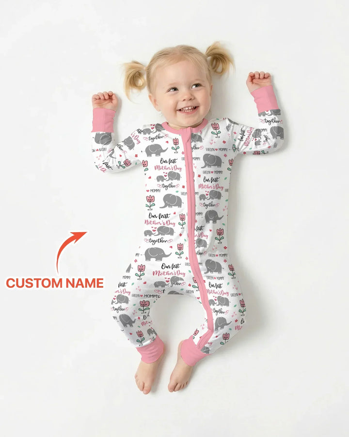 Custom Name Elephant Our First Mother's Day Bamboo Convertible Zippy