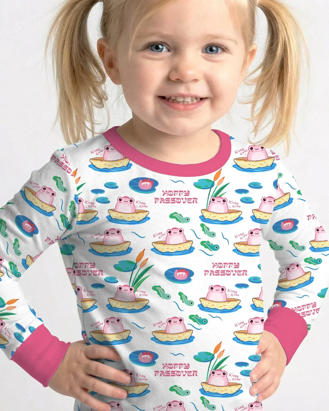 Hoppy Passover Family Matching Bamboo Two Piece Long Sleeve Pajama Set