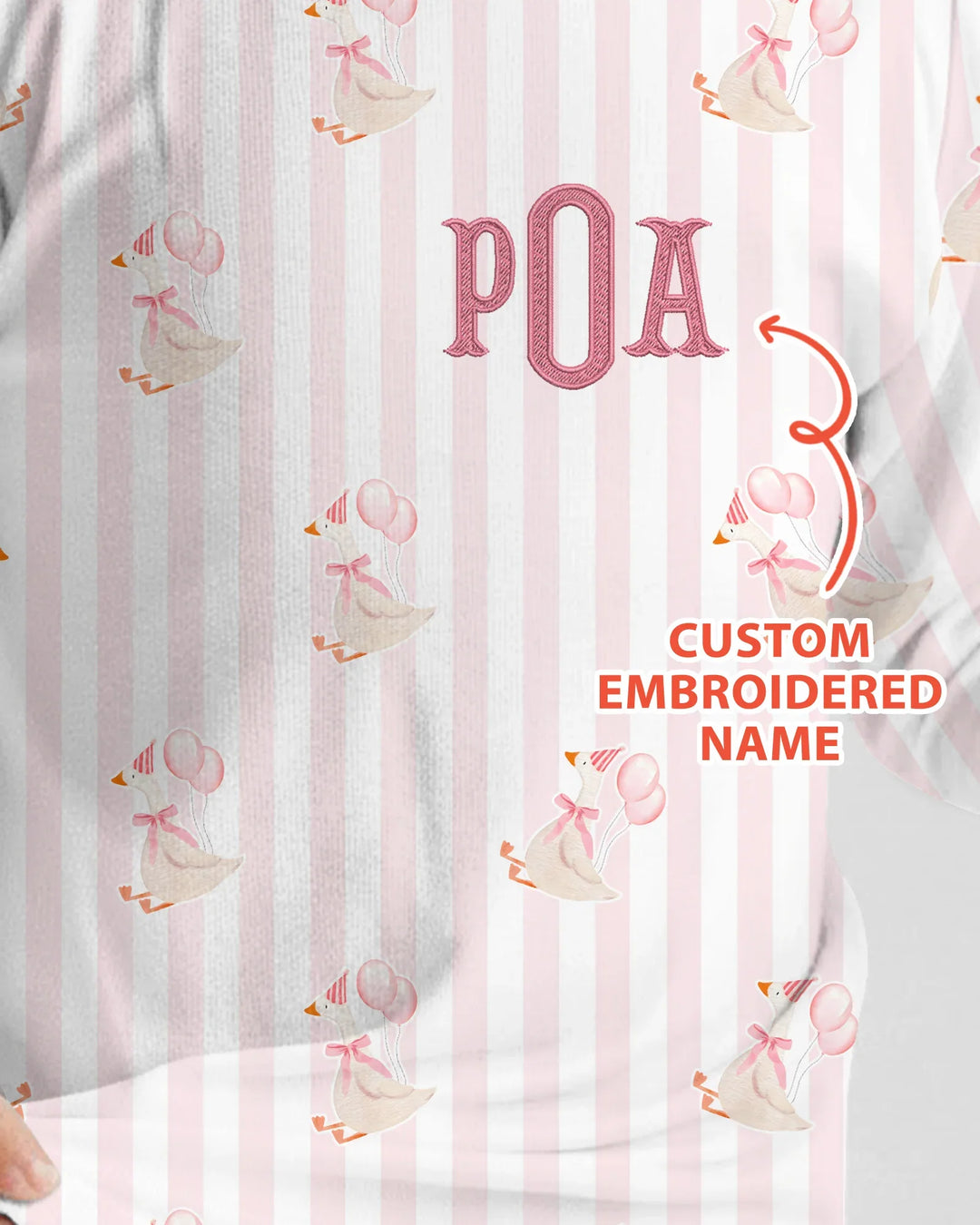 Custom Name Embroidered Birthday Girl Bamboo Two Piece Long Sleeve Pajama Set