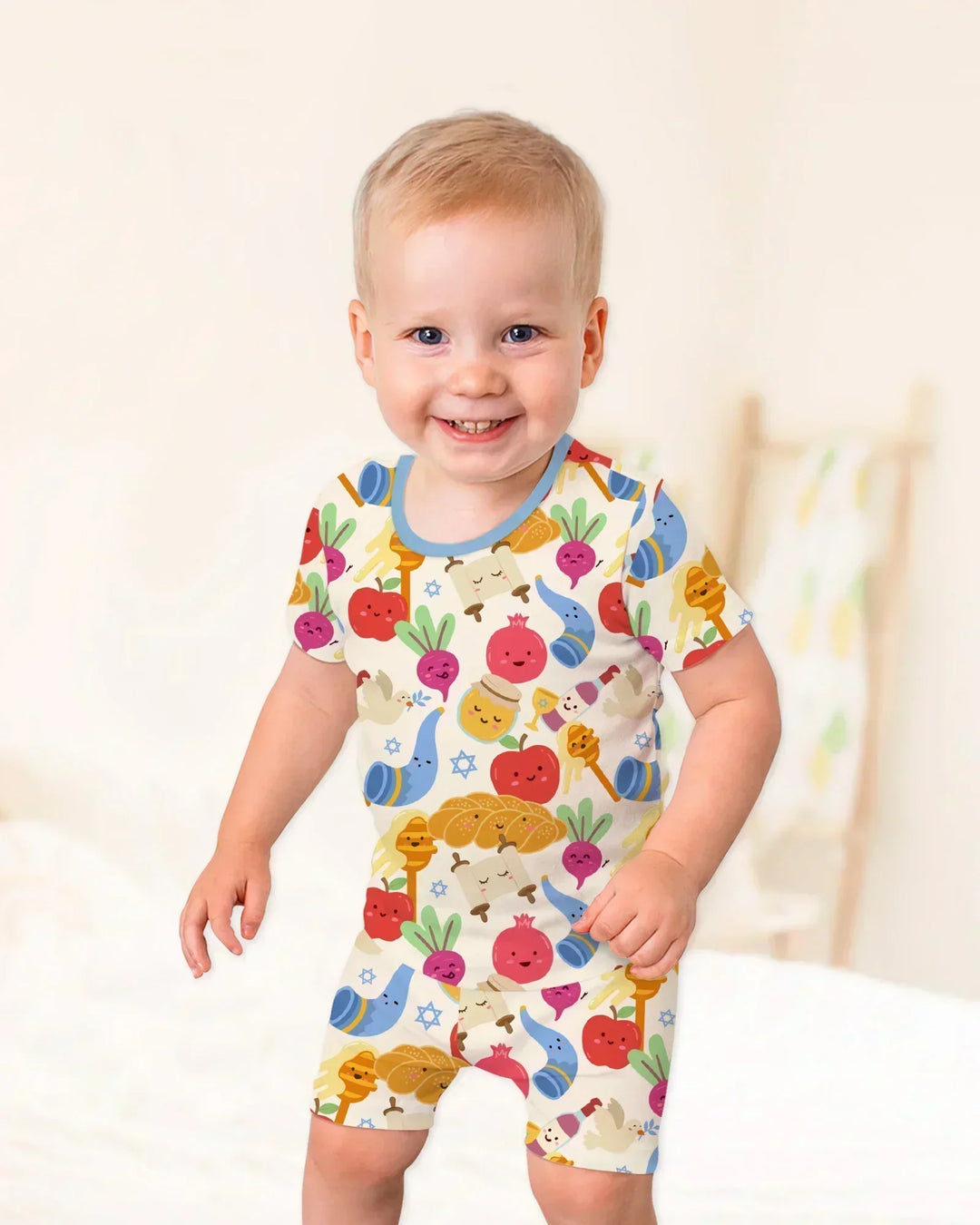 Shana Tova Rosh Hashanah Bamboo Two Piece Short Sleeve Shorts Pajama Set