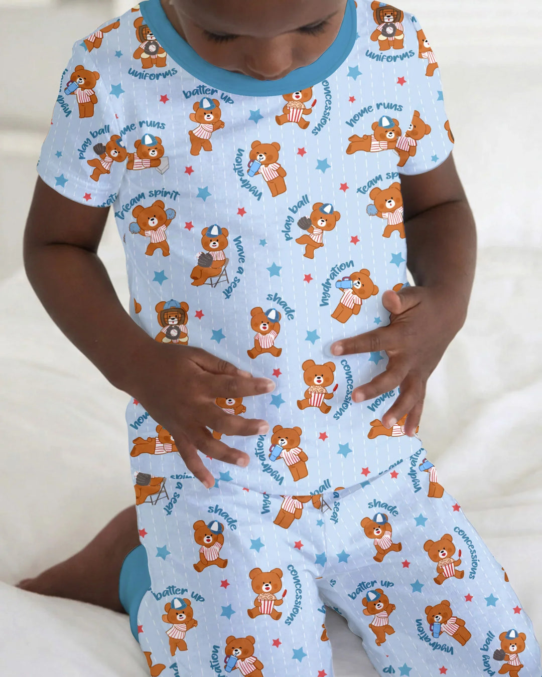 Born To Play Baseball Bamboo Two Piece Short Sleeve Pajama Set