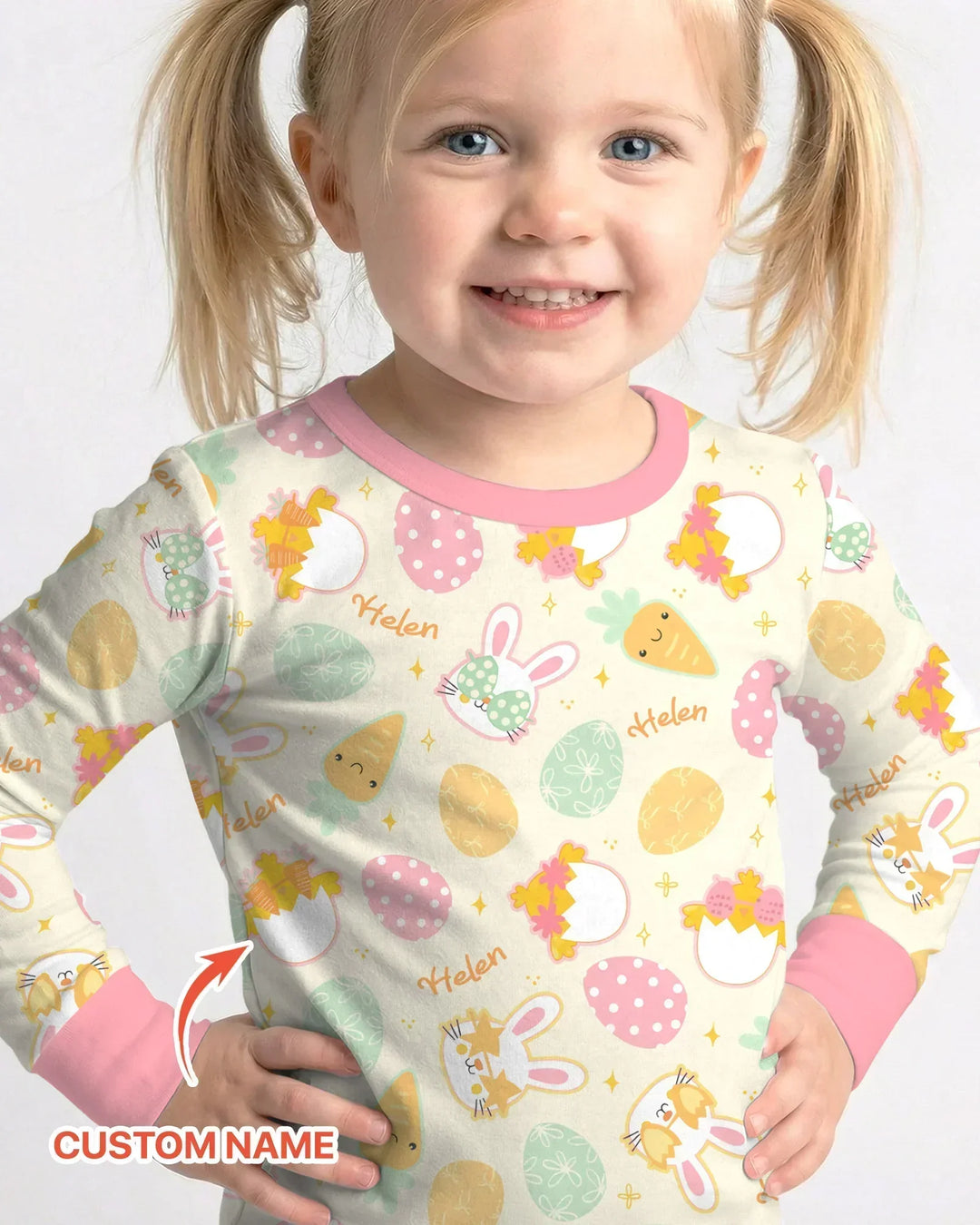 Retro Easter Bamboo Two Piece Long Sleeve Pajama Set