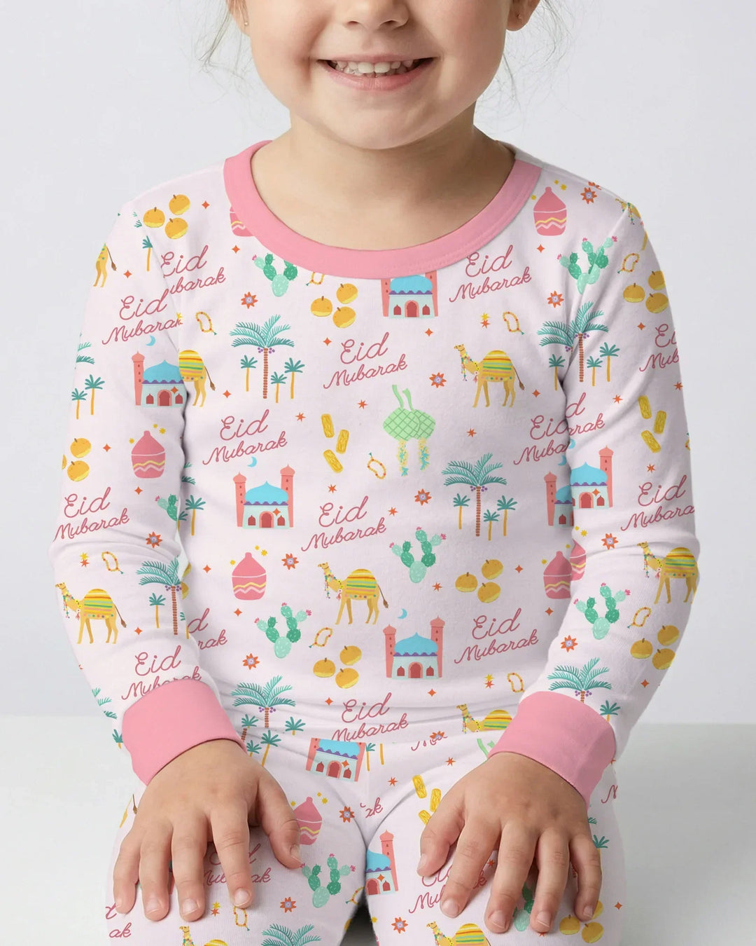 Eid Mubarak Matching Family Bamboo Two Piece Long Sleeve Pajama Set