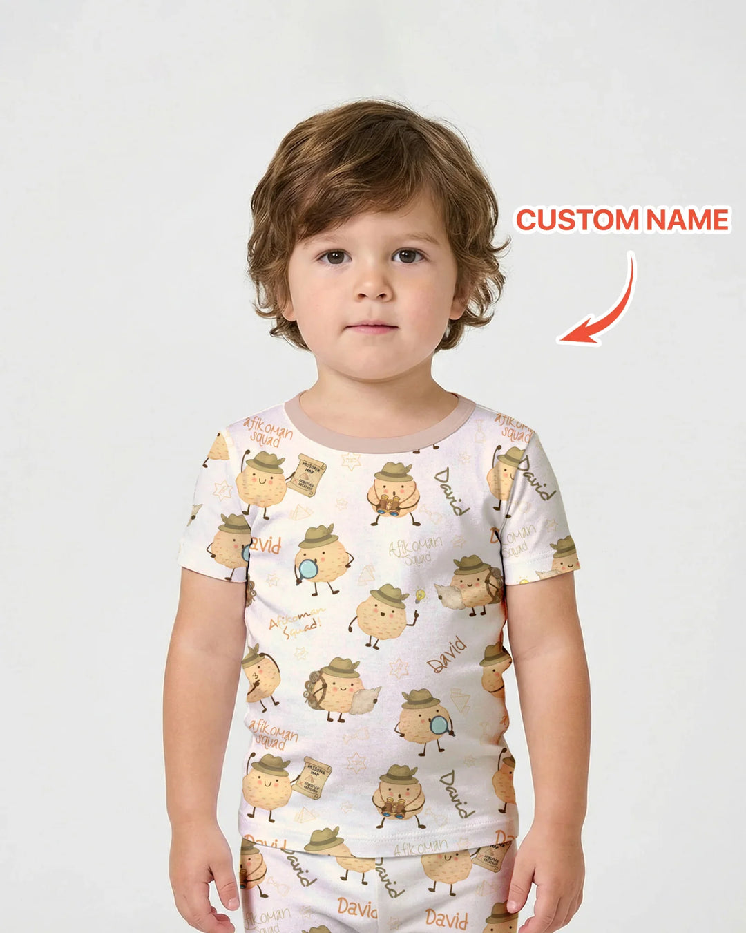 Custom Name Passover Afikoman Bamboo Two Piece Short Sleeve Shorts Pajama Set