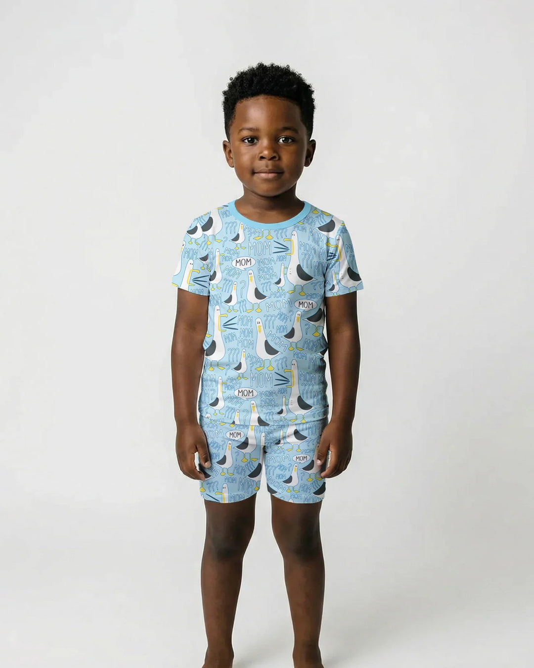 Funny Seagull MOM Two Piece Short Sleeve Shorts Pajama Set