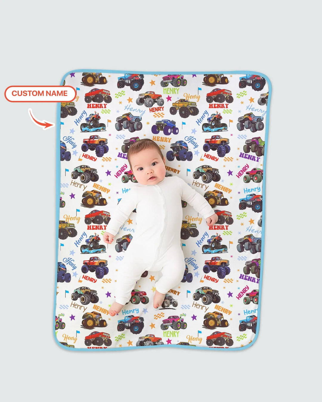 Monster Truck Custom Name Bamboo Blanket