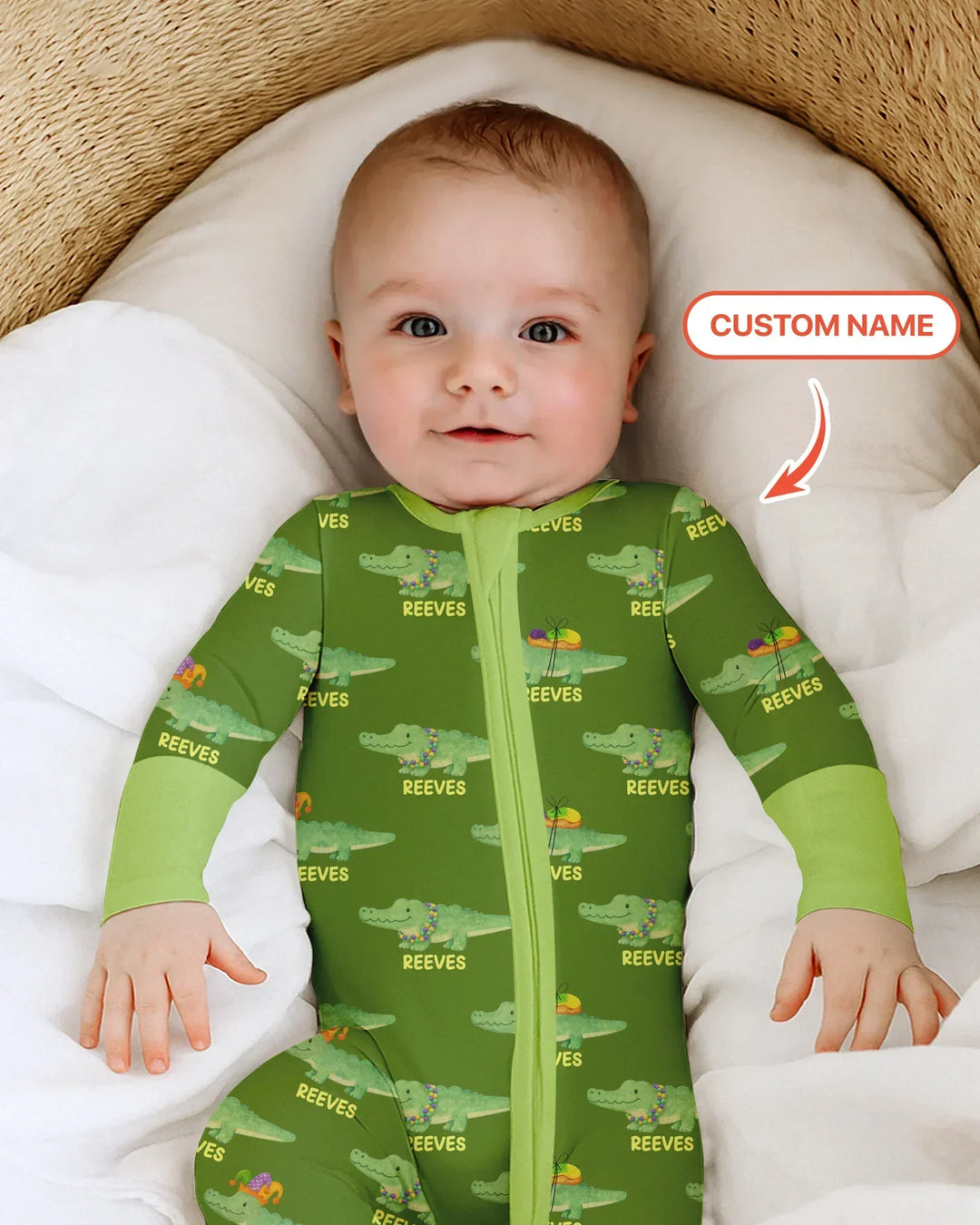Custom Name Mardi Gras Gator Bamboo Convertible Zippy