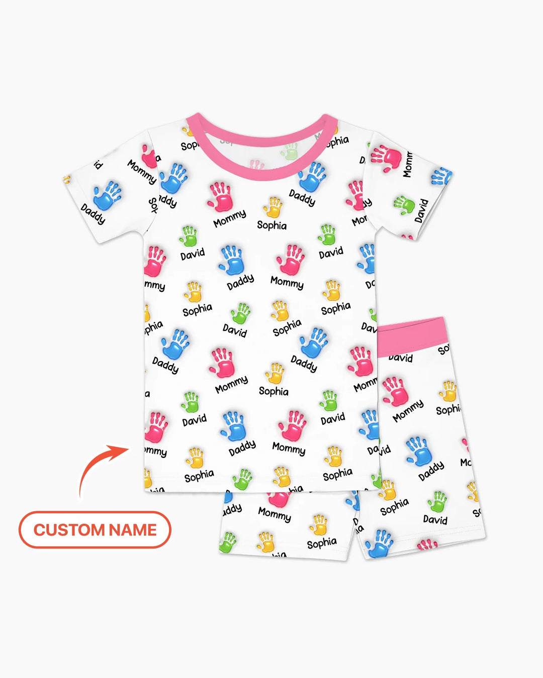First Mother Day - Handprints Bamboo Two Piece Short Sleeve Shorts Pajama Set